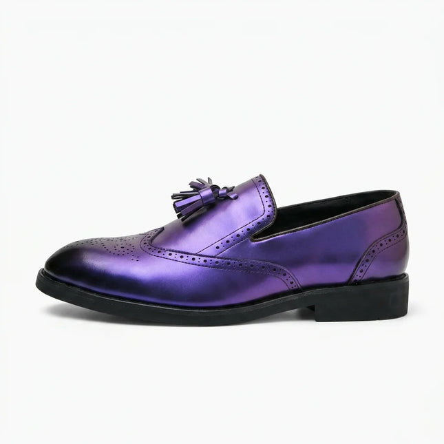 Mocassin à gland cuir fendu homme style brogue - Vue 1 - Mocassin