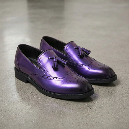 Mocassin à gland cuir fendu homme style brogue - Vue 3 - Mocassin
