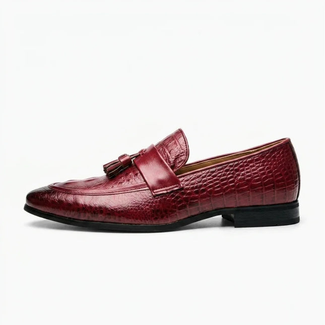 Mocassin à gland effet croco élégant homme - Vue 1 - Mocassin