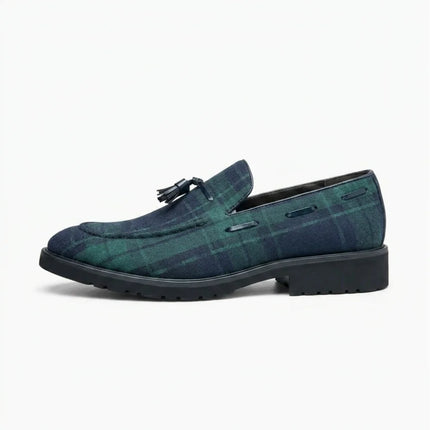 Mocassin à gland homme à carreaux élégant - Vue 1 - Mocassin