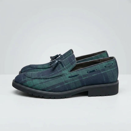 Mocassin à gland homme à carreaux élégant - Vue 2 - Mocassin