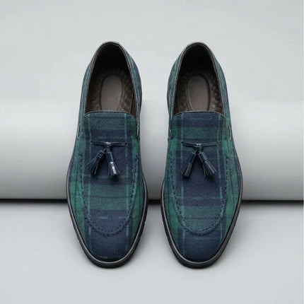 Mocassin à gland homme à carreaux élégant - Vue 3 - Mocassin
