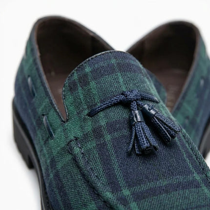 Mocassin à gland homme à carreaux élégant - Vue 4 - Mocassin