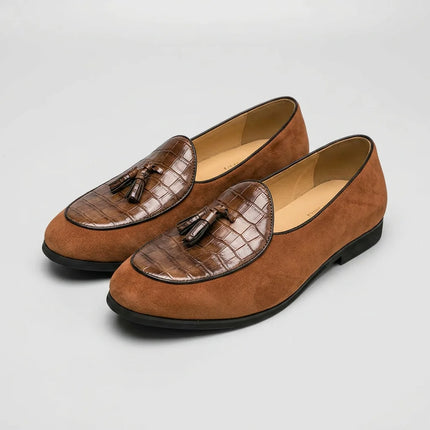 Mocassin à glands daim et cuir torsadé homme - Vue 2 - Mocassin