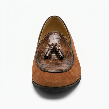 Mocassin à glands daim et cuir torsadé homme - Vue 3 - Mocassin