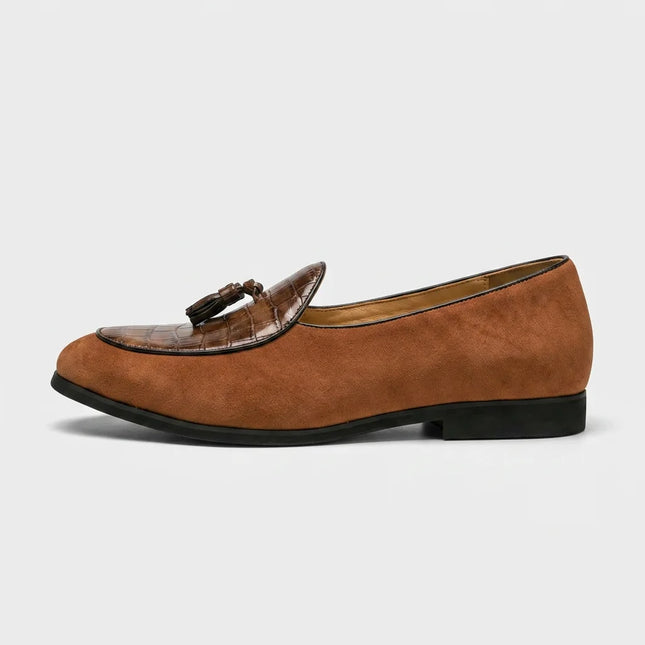 Mocassin à glands daim et cuir torsadé homme - Vue 4 - Mocassin