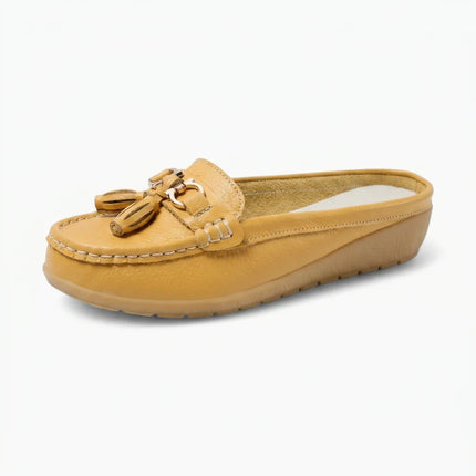 Mocassin à glands en cuir femme style mule - Vue 1 - Mocassin