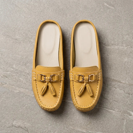 Mocassin à glands en cuir femme style mule - Vue 2 - Mocassin