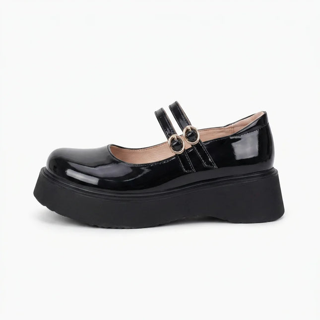Mocassin ballerine cuir vernis femme à doubles boucles - Vue 1 - Mocassin