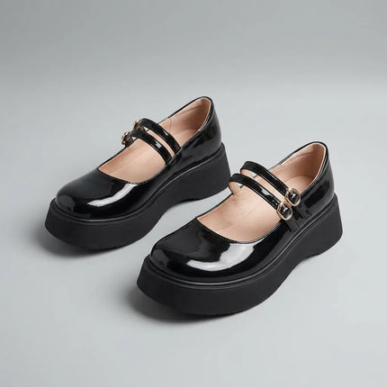 Mocassin ballerine cuir vernis femme à doubles boucles - Vue 2 - Mocassin