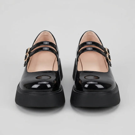 Mocassin ballerine cuir vernis femme à doubles boucles - Vue 3 - Mocassin