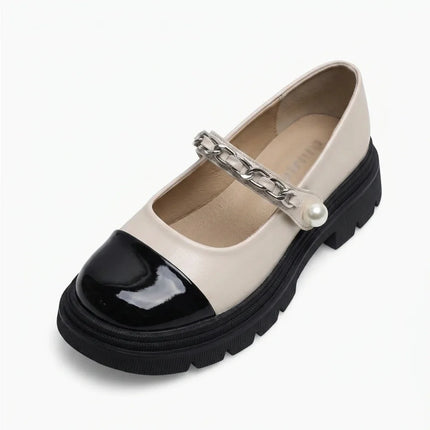 Mocassin ballerine vernis à boucles petit talon femme - Vue 4 - Mocassin