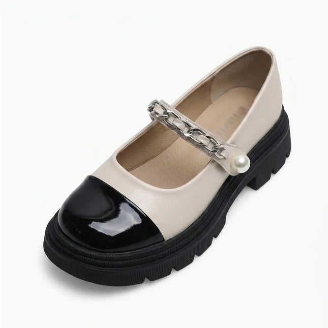Mocassin ballerine vernis à boucles petit talon femme - Vue 4 - Mocassin