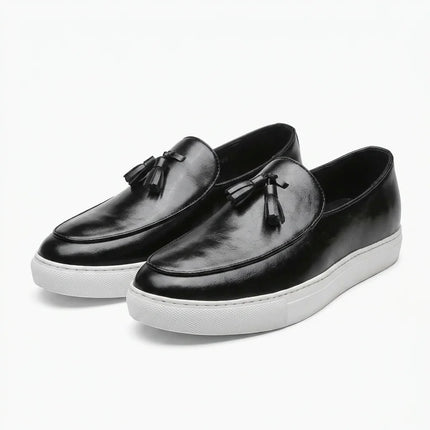 Mocassin cuir à gland homme semelle blanche élégant - Vue 1 - Mocassin