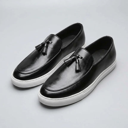 Mocassin cuir à gland homme semelle blanche élégant - Vue 3 - Mocassin