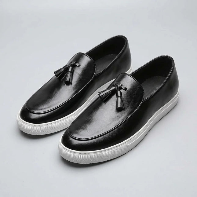 Mocassin cuir à gland homme semelle blanche élégant - Vue 3 - Mocassin