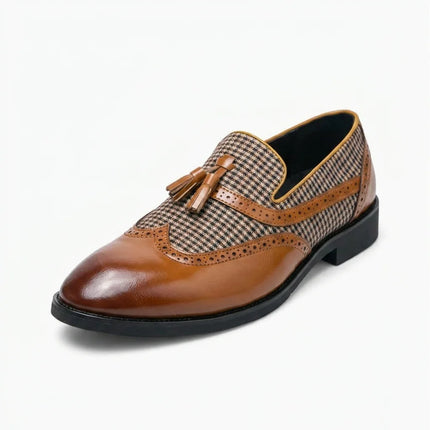 Mocassin cuir à gland homme style carreaux - Vue 1 - Mocassin