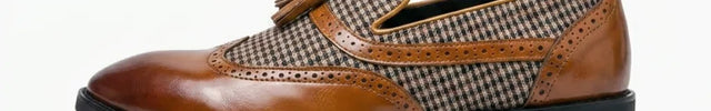 Mocassin cuir à gland homme style carreaux - Vue 1 - Mocassin