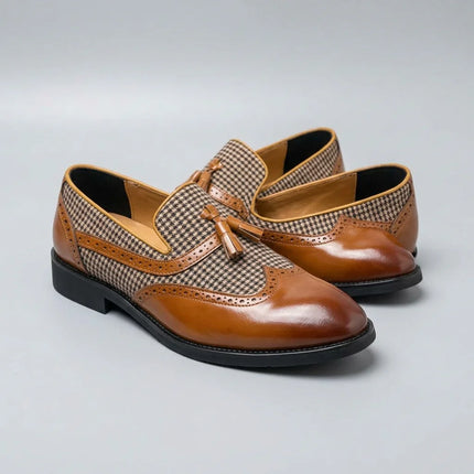 Mocassin cuir à gland homme style carreaux - Vue 2 - Mocassin