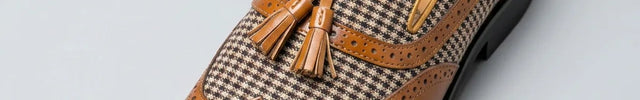 Mocassin cuir à gland homme style carreaux - Vue 3 - Mocassin