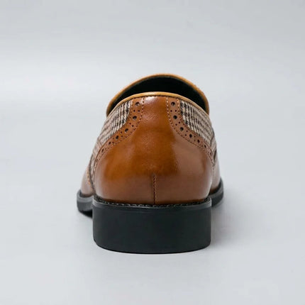 Mocassin cuir à gland homme style carreaux - Vue 4 - Mocassin