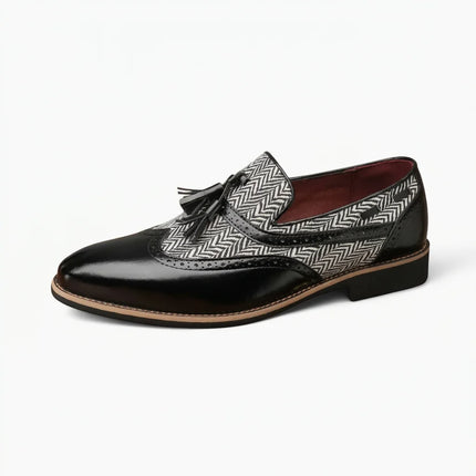 Mocassin cuir à glands motif chevrons homme élégant - Vue 1 - Mocassin