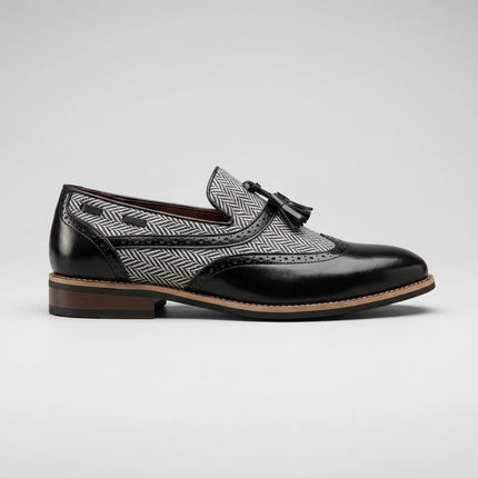 Mocassin cuir à glands motif chevrons homme élégant - Vue 2 - Mocassin