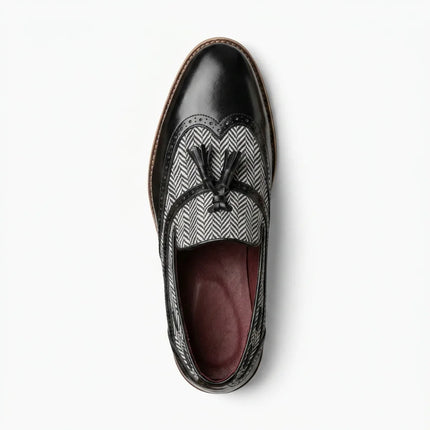 Mocassin cuir à glands motif chevrons homme élégant - Vue 3 - Mocassin