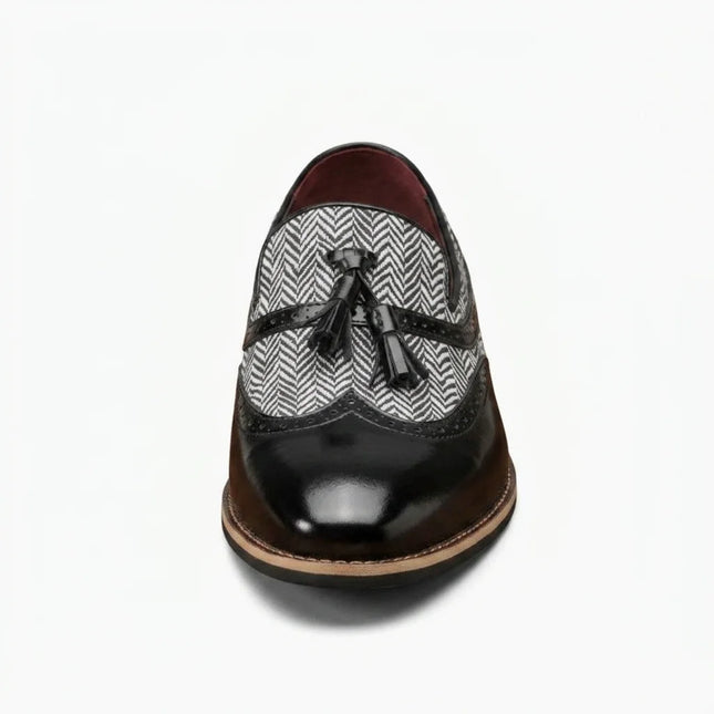 Mocassin cuir à glands motif chevrons homme élégant - Vue 4 - Mocassin