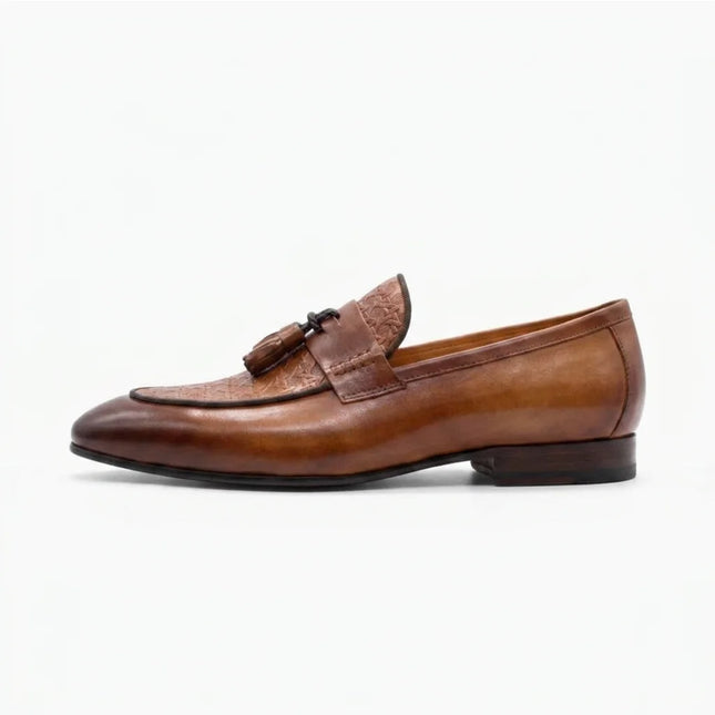 Mocassin cuir à glands motif zigzag tissé - Vue 1 - Mocassin