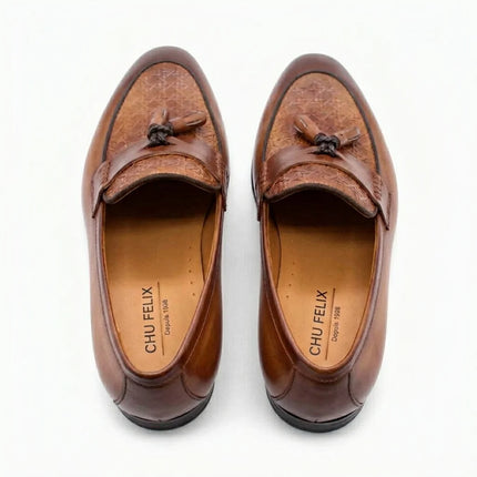 Mocassin cuir à glands motif zigzag tissé - Vue 2 - Mocassin