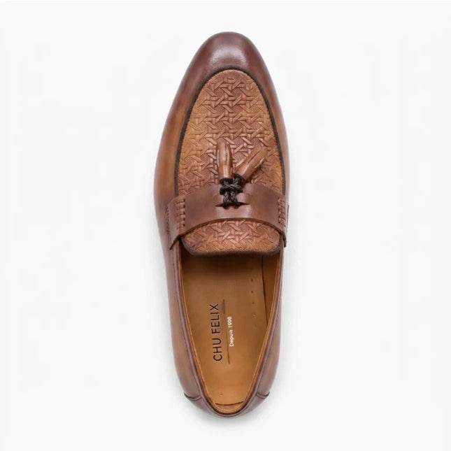 Mocassin cuir à glands motif zigzag tissé - Vue 4 - Mocassin