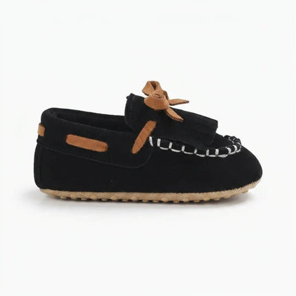Mocassin cuir à lacets franges premier pas bébé - Vue 4 - Mocassin