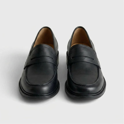 Mocassin cuir à petit talon épais femme quotidien - Vue 4 - Mocassin