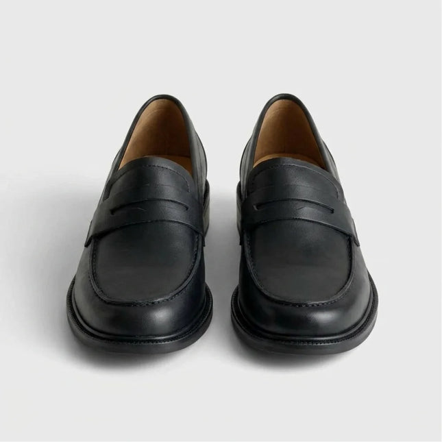 Mocassin cuir à petit talon épais femme quotidien - Vue 4 - Mocassin