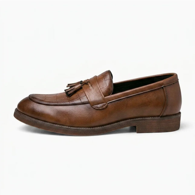 Mocassin cuir effet crocodile à glands homme décontracté - Vue 1 - Mocassin