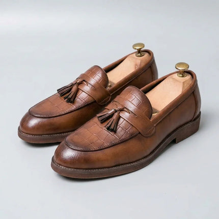 Mocassin cuir effet crocodile à glands homme décontracté - Vue 2 - Mocassin