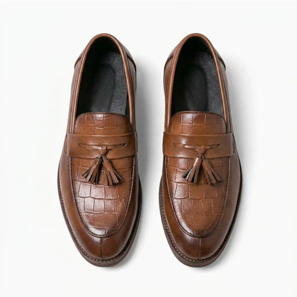 Mocassin cuir effet crocodile à glands homme décontracté - Vue 3 - Mocassin