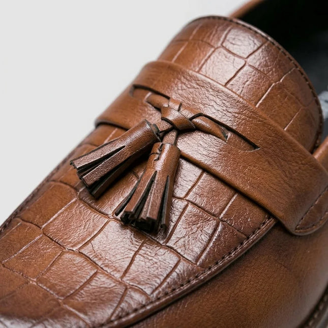 Mocassin cuir effet crocodile à glands homme décontracté - Vue 4 - Mocassin