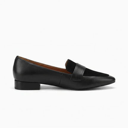 Mocassin cuir et daim à talon carré femme - Vue 1 - Mocassin