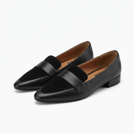 Mocassin cuir et daim à talon carré femme - Vue 1 - Mocassin