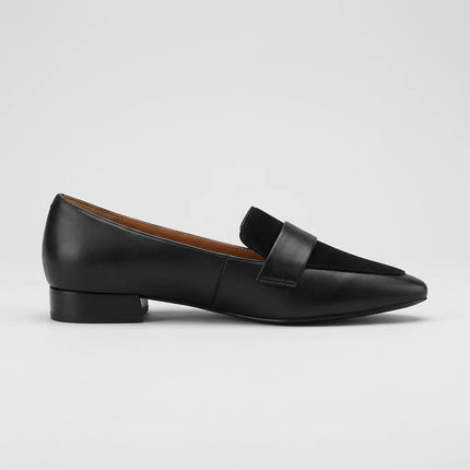 Mocassin cuir et daim à talon carré femme - Vue 2 - Mocassin