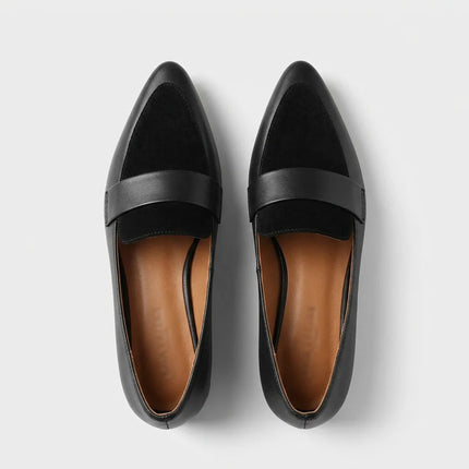 Mocassin cuir et daim à talon carré femme - Vue 3 - Mocassin
