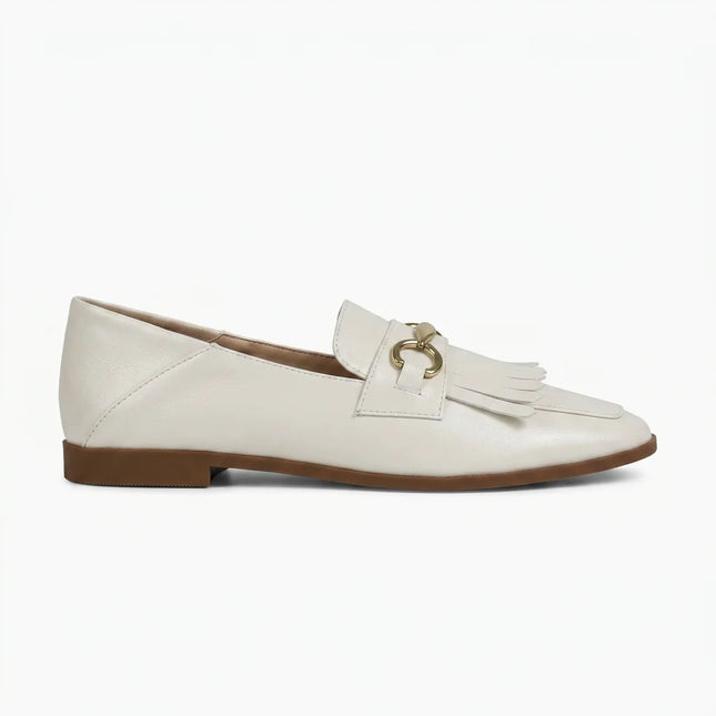 Mocassin cuir femme à franges style rétro - Vue 1 - Mocassin