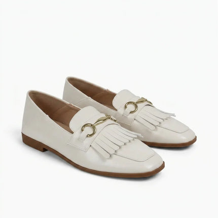 Mocassin cuir femme à franges style rétro - Vue 1 - Mocassin