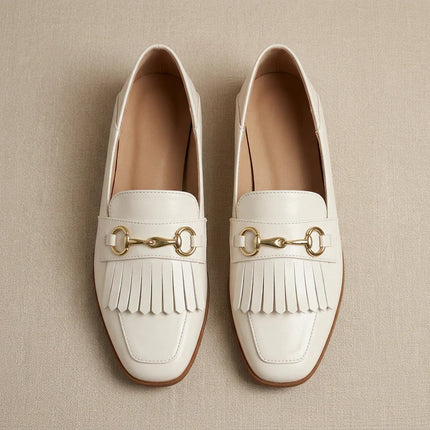 Mocassin cuir femme à franges style rétro - Vue 3 - Mocassin