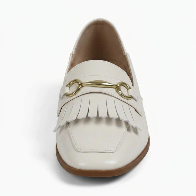 Mocassin cuir femme à franges style rétro - Vue 4 - Mocassin