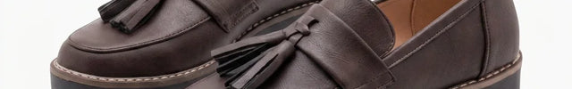 Mocassin cuir femme à glands élégant plateforme - Vue 1 - Mocassin
