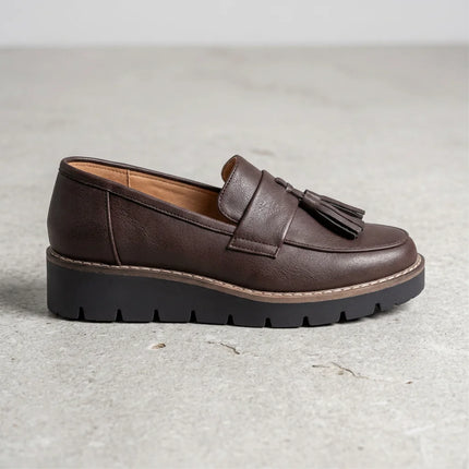 Mocassin cuir femme à glands élégant plateforme - Vue 2 - Mocassin
