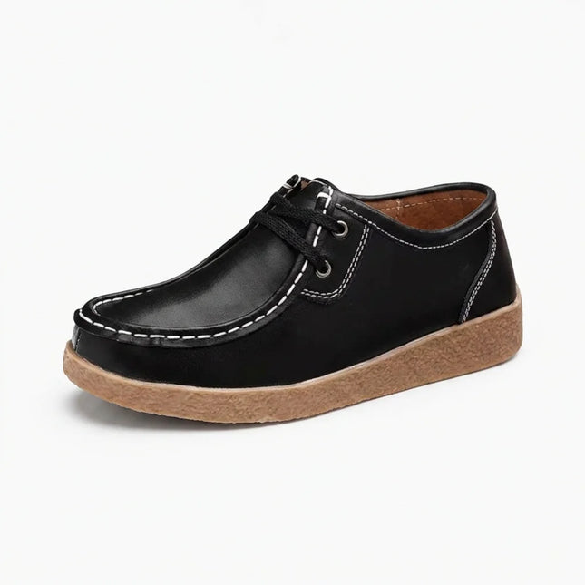 Mocassin cuir femme à lacets semelle épaisse élégant - Vue 1 - Mocassin